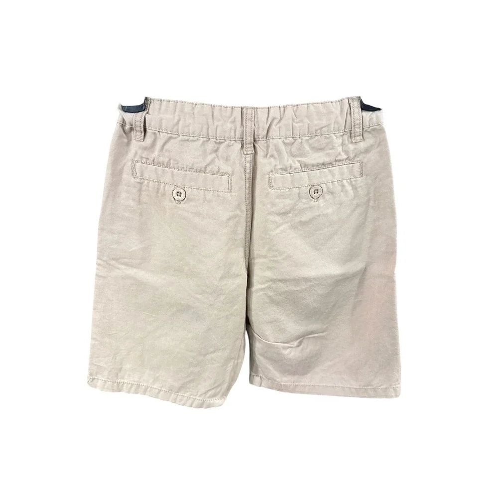 DKNY Boys Khaki Chino Shorts Tan Beige Size 12 Elastic Waist Casual Dressy